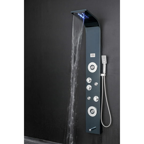 63" Shower Panel Spa Rainfall Style Waterfall Thermostatic Handheld Wand